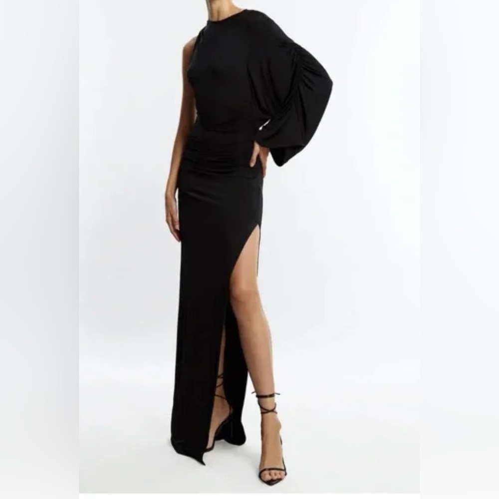 BCBGMaxAzria Black Asymmetrical One Shoulder Cocktail Dress - Picture 9 of 9
